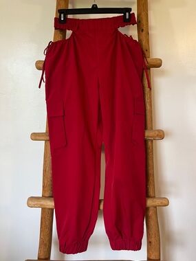 SHEIN Red Cargo Jogger Pants